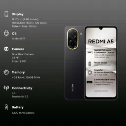 Redmi A5 (4GB RAM, 128GB, Just Black) image 2