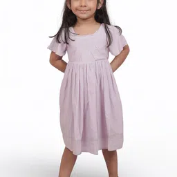 Miyo Girls Flared Sleeves Cotton Fit and Flare Dress-image-49