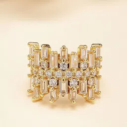 Bohey by KARATCART Gold-Plated CZ Studded Finger Ring-picture-28