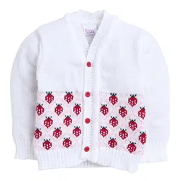 Little Angels Unisex Baby Printed Woollen Cardigan Sweaters With Cap and Socks Set image 4