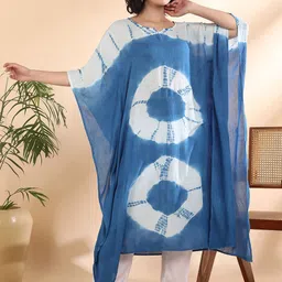 PinkTribe Tie & Dyed Notch Neck Flared Sleeves Kaftan Kurta-picture-12