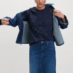 Marks & Spencer Women Printed Henley Neck Extended Sleeves Pockets T-shirt image 4