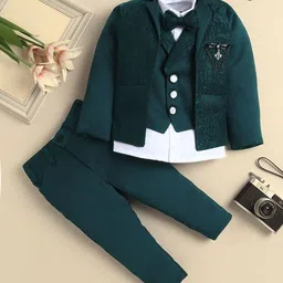 Sangria Boys Vine Motifs Single Breasted 3-Pcs Suits With Bow-picture-32