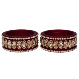 TAJ BRIDAL STORE Set Of 6 Kundan-Studded Bangles image 2