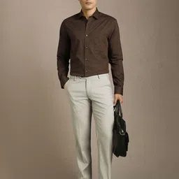 Louis Philippe Men Slim Fit Textured Spread Collar Pure Cotton Formal Shirt image 4