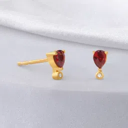Zavya 925 Sterling Silver Gold-Plated CZ Studded Contemporary Studs Earrings image 1