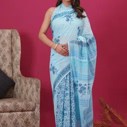 Vanedik Floral Pure Cotton Block Print Saree-picture-24