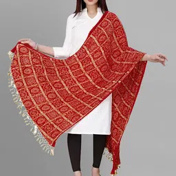 Trendmalls Bandhani Printed Cotton Chinon Silk Dupatta image 3