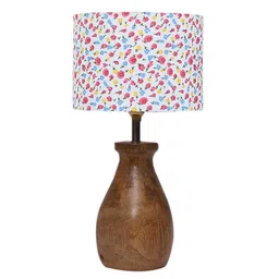 new era Multicolour Cotton Table Lamp With Wood Base image 5