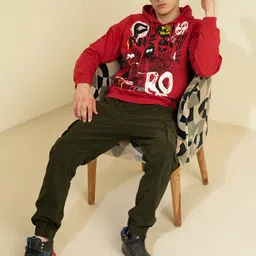 PUNK Graphic Printed Hooded Pullover Fleece Sweatshirt image 2