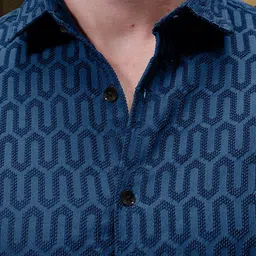 SAMRIZ Men Standard Fit Geometric Printed Spread Collar Casual Shirt image 3