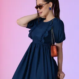 Raiyani Enterprise Women Ruffles Details Fit & Flare Dress-image-82