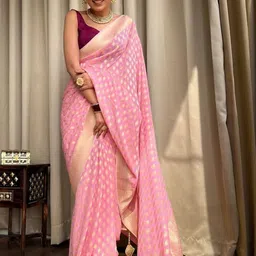 Jhumki creation Woven Design Zari Banarasi Saree With Blouse Piece-picture-34