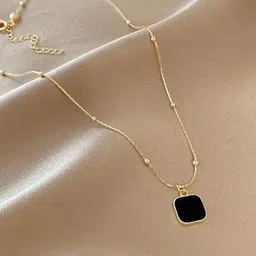BEYTER Stainless Steel Gold Plated Square Pendant With Chain-picture-23