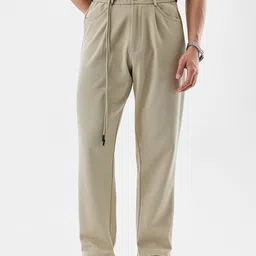 Snitch Men Beige Mid-Rise Baggy Trouser-image-20