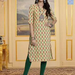 HERE&NOW Women Pack Of 2 Ethnic Motifs Printed Round Neck Straight Kurtas-picture-25