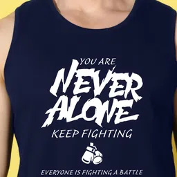 WOOSTRO Pack Of 2 Printed Combed Cotton Gym Vests VWS26(BKLN WHITE)(ALONE NAVY) image 3