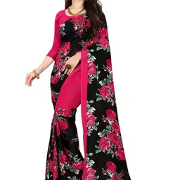Moda Rapido Pink Poly Georgette Sarees image 1