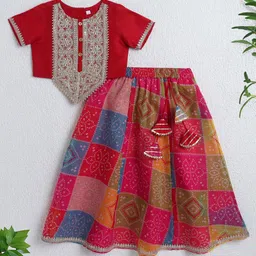The Magic Wand Girls Embellished Sequinned Ready To Wear Lehenga With Blouse-picture-1