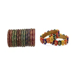 SOMIL Set Of 14 Stone-Studded Bangles image 1