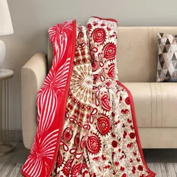 CHICERY Red & Beige Ethnic Motifs Mink Heavy Winter Double Bed Blanket image 5