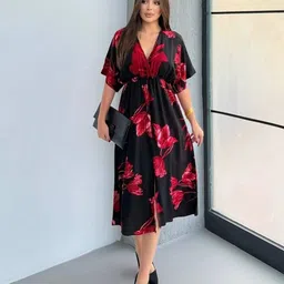 PIMU Women Floral Printed Fit & Flare Midi Dress image 5