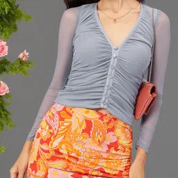 DressBerry Netted Nuance Ruched Fitted Net Top-picture-31