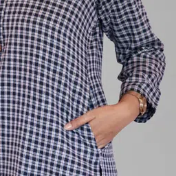 myplusfashion Women Checked Handloom Woollen Kurta image 4