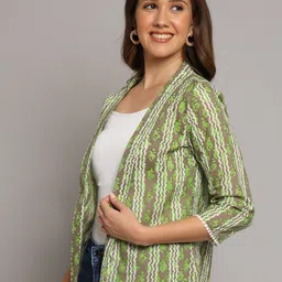 DECKEDUP Floral Printed Open Front Cotton Shrug image 4