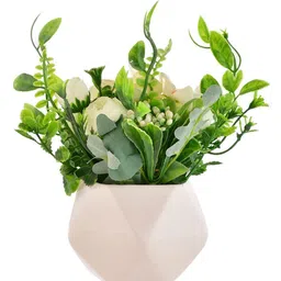 Myntra Elegant Homes White & Green Rose Ivy Artificial Plant With Pot image 3