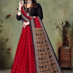 ETHNIC ODISHA HANDLOOM Ethnic Motifs Print Pure Cotton Sambalpuri Saree-image-88