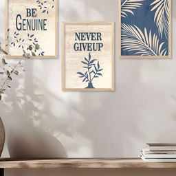 Kotart Brown & Blue 3 Pieces Abstract Printed Wooden Wall Arts-picture-25