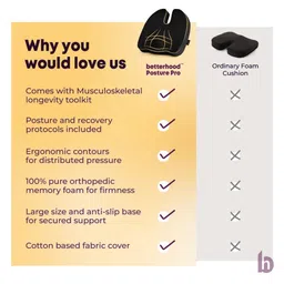 betterhood Black Memory Foam Ergonomic Coccyx Chair Seat Cushion image 3