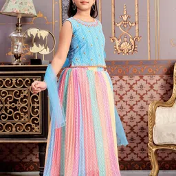 Sangria Girls Embroidered Lehenga With Choli & Dupatta image 2