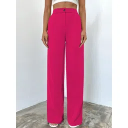 KERI PERRY Women Relaxed Straight Leg High-Rise Non Iron Trousers-picture-25