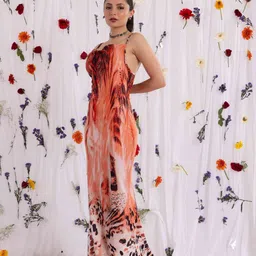TANDUL Printed Satin Maxi Dress image 3