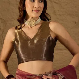 House of Pataudi Solid Sequinned Fancy Border Saree With Unstitched Blouse image 2