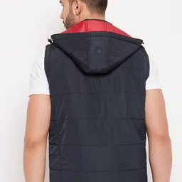 Adobe Men Navy Blue Red Reversible Padded Jacket image 4