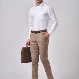 Cottonking Men Slim Fit Textured Spread Collar Pure Cotton Formal Shirt image 5