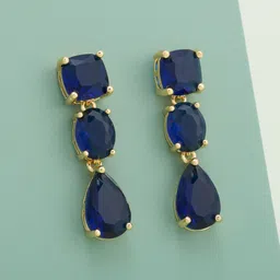 Kushal's Fashion Jewellery Gold-Plated Classic Zircon Studded Drop Earrings-picture-20