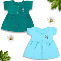 KIDEEZGUILD Girls Pack Of 2 Solid Round Neck Fit and Flare Dress-picture-27