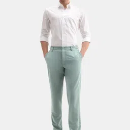 RARE RABBIT Men Solid Mid-Rise Regular Fit Easy Wash Trousers-picture-35