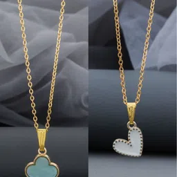 Birado Jewellery Set Of 2 Gold-Plated Enamelled Pendants With Chains-picture-25