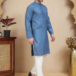 anouk mirage Anouk Rustic Woven Design Mandarin Collar Straight Kurta With Pyjamas image 5