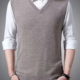 StyleCast Men Sleeveless V-Neck Sweater Vest with Ribbed hem-picture-30