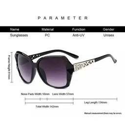 Dervin Women Square Sunglasses with UV Protected Lens DRVN527-Black image 3