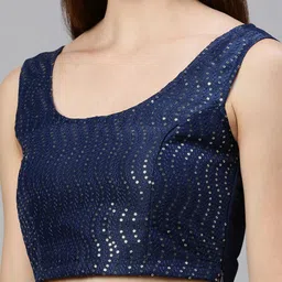 De Moza Sequined Embroidered Sleeveless Saree Blouse image 3