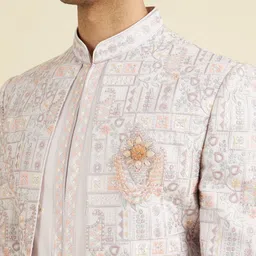 Manyavar Lilac Magic Men Embroidered Mandarin Collar Sherwani Set image 2