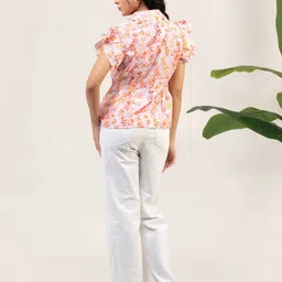 Urban Sundari Floral Print Puff Sleeve Cotton Top image 4