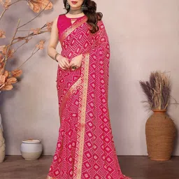 KALINI Bandhani Printed Zari Bandhani Saree-image-73